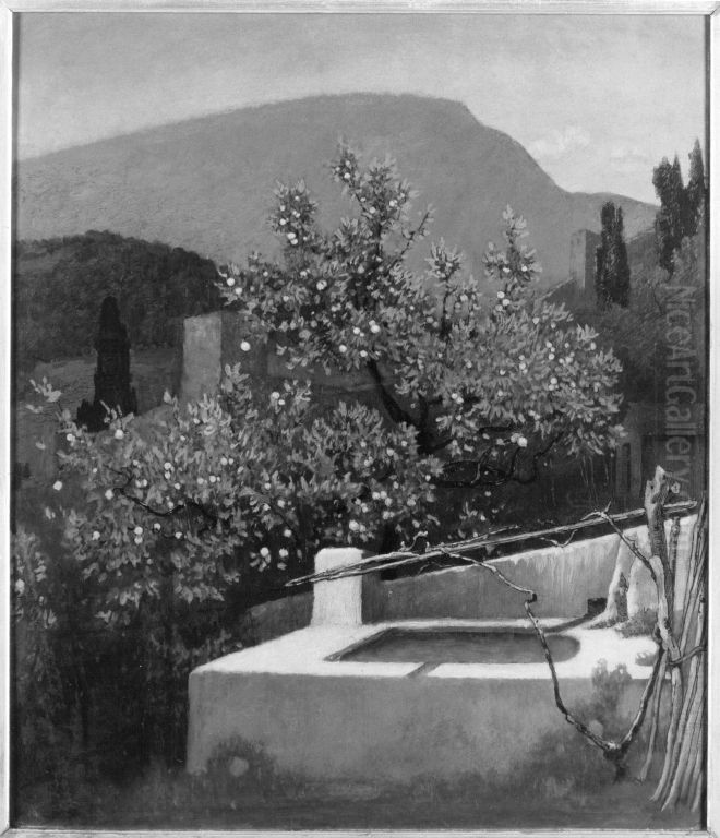 Garten an der Riviera Oil Painting by Carl Freiherr von Pidoll zu Quintenbach