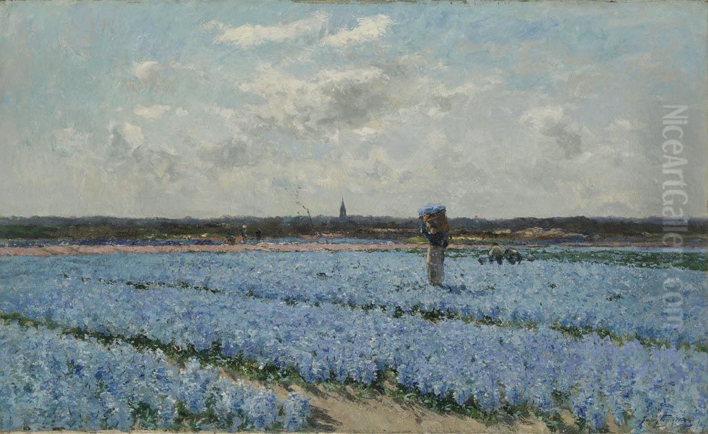 Hyazinthenfeld Oil Painting by Franz Courtens