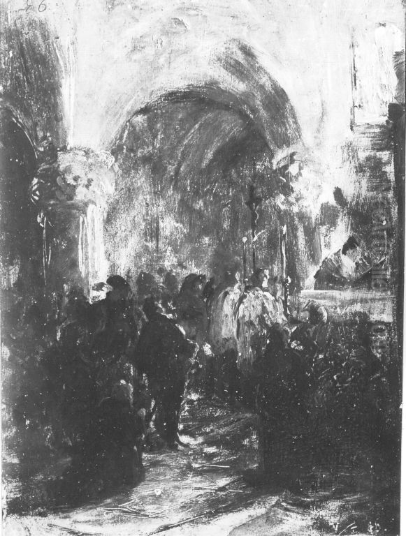 In der Messe Oil Painting by Edmund Harburger