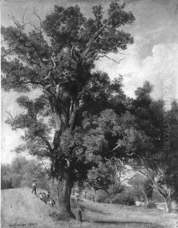Landschaft mit Eiche Oil Painting by Julius Lange