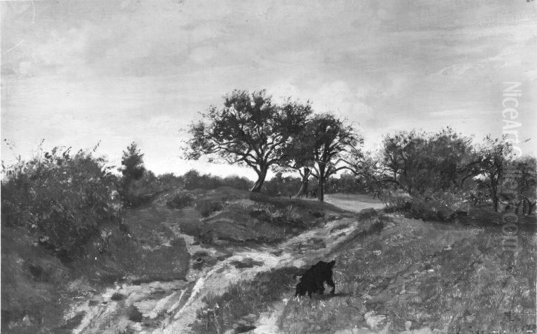 Rhonlandschaft Oil Painting by Albert Lang