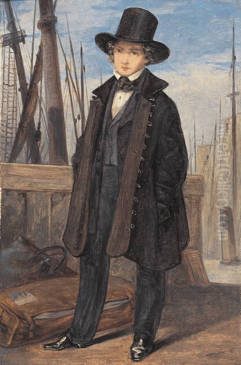 Richard Kersting at the harbor pier Oil Painting by Georg Friedrich Kersting