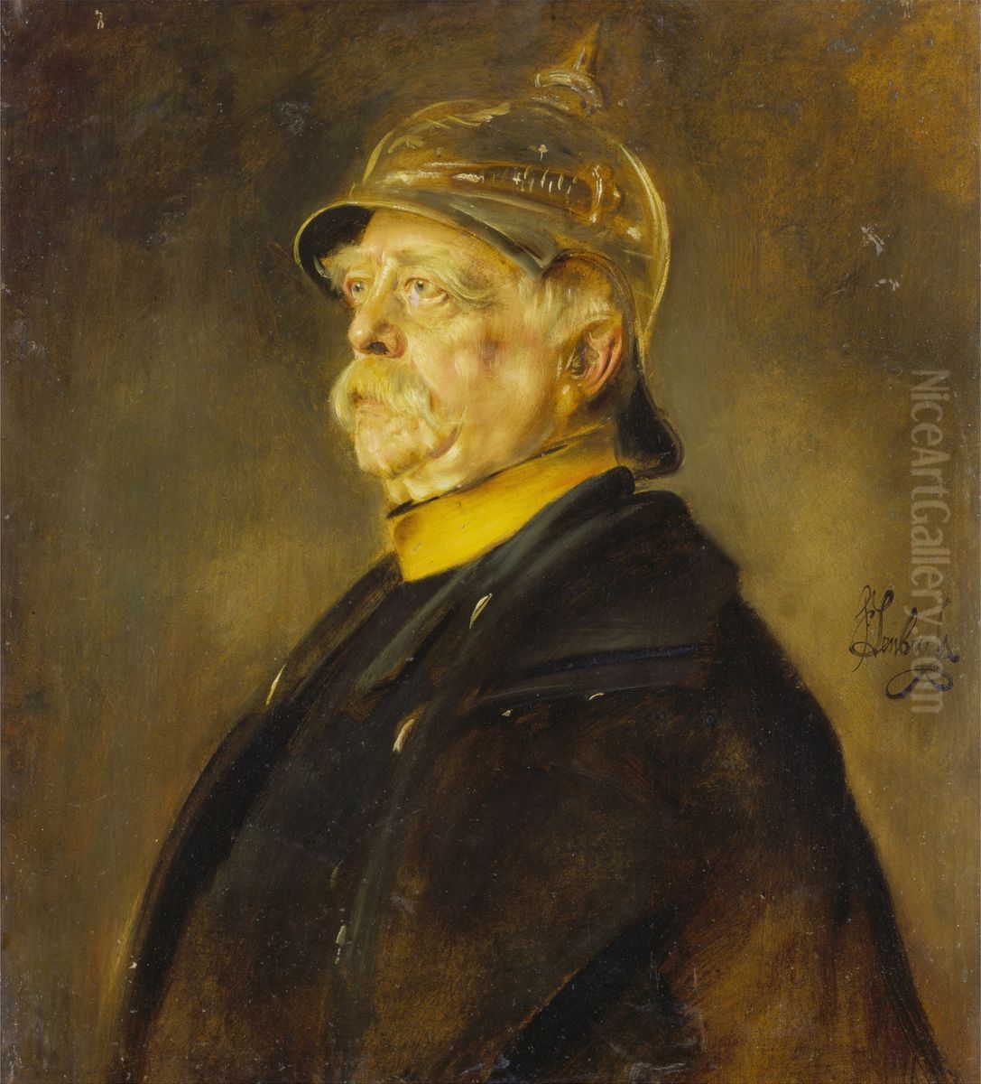 Potrait of Bismarck as officer Oil Painting by Lenbach Franz Von