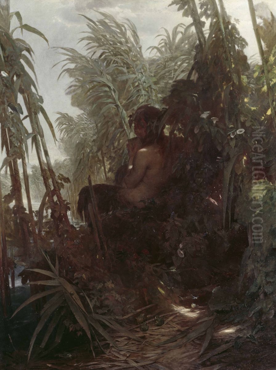 Pan im Schilf Oil Painting by Arnold Bocklin