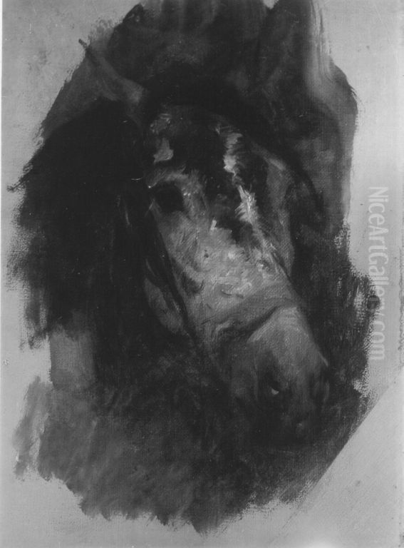 Pferdekopf nach rechts Oil Painting by Wilhelm Von Diez
