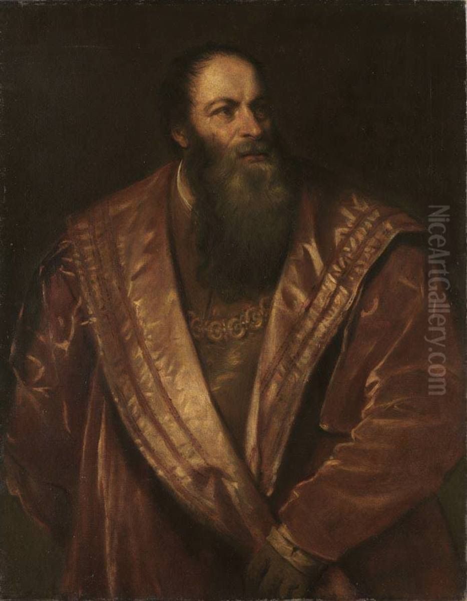 Pietro Aretino Oil Painting by Lenbach Franz Von