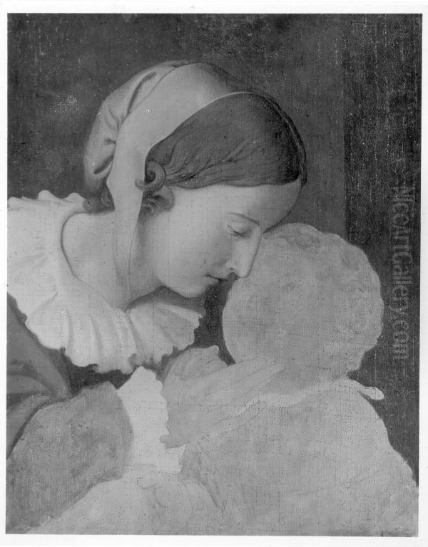 Nina Overbeck mit Sohn Alfons Oil Painting by Johann Friedrich Overbeck