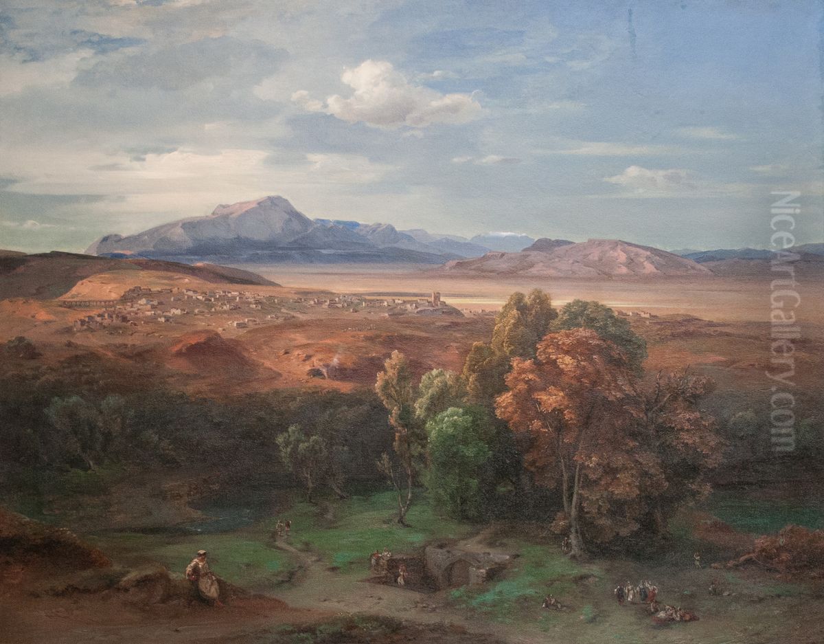 Thebes (Grece) Oil Painting by Carl Rottmann