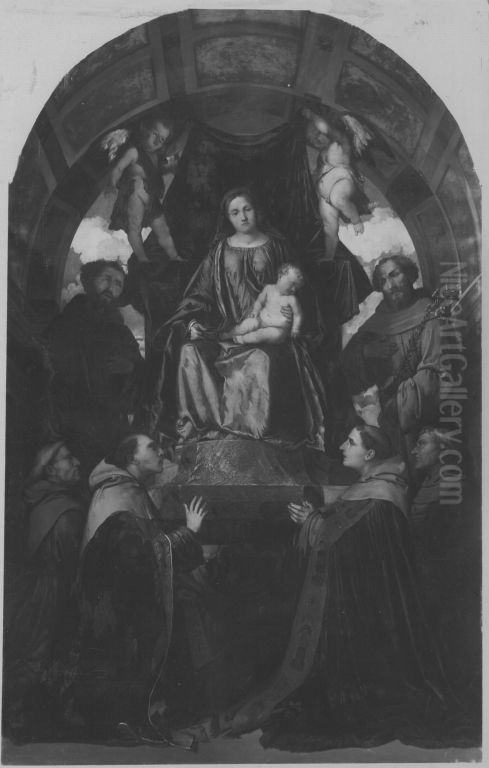 Thronende Madonna mit Heiligen (nach Girolamo Romanino) Oil Painting by August Wolf