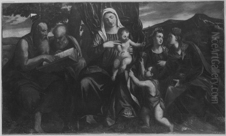 Sacra Conversazione (nach Bonifazio Veronese) Oil Painting by August Wolf