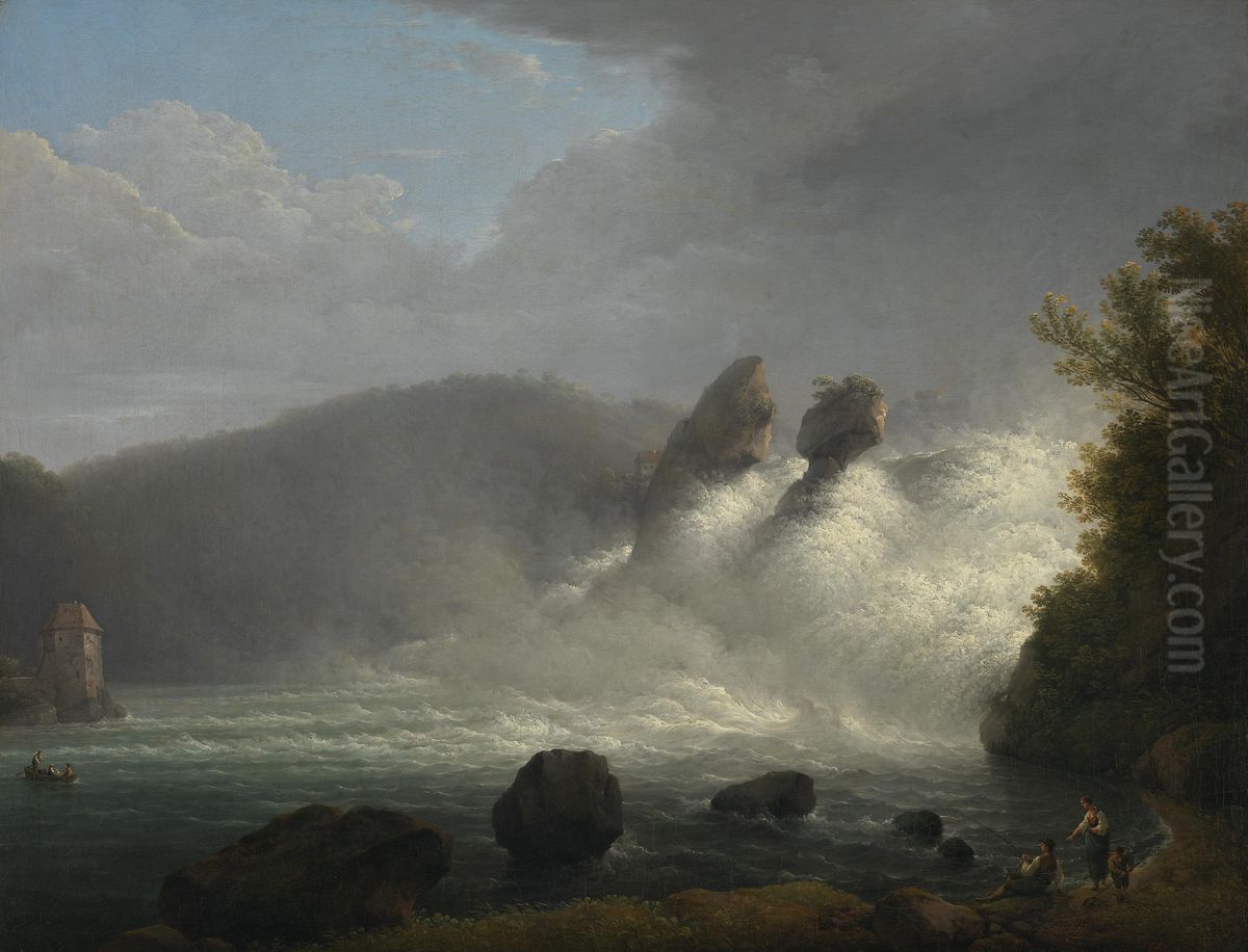 Der Rheinfall bei Schaffhausen Oil Painting by Lorenz Adolf Schonberger