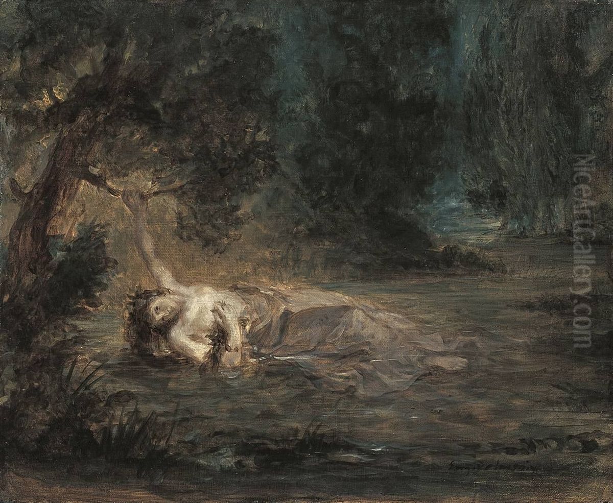 La mort d'Ophelie Oil Painting by Eugene Delacroix