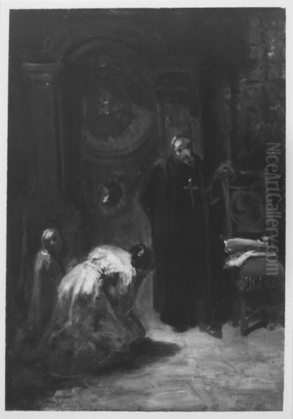 Die Beichte Oil Painting by Carl Spitzweg