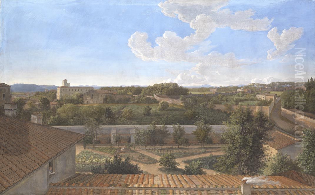 Blick von der Villa Malta in Rom nach Norden Oil Painting by Johann Christian Reinhart