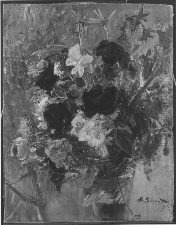 Blumenstillleben (Blumenstrauss im Glas) Oil Painting by Max Slevogt
