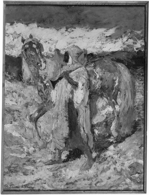 Beduine mit Pferd Oil Painting by Otto Von Faber Du Faur