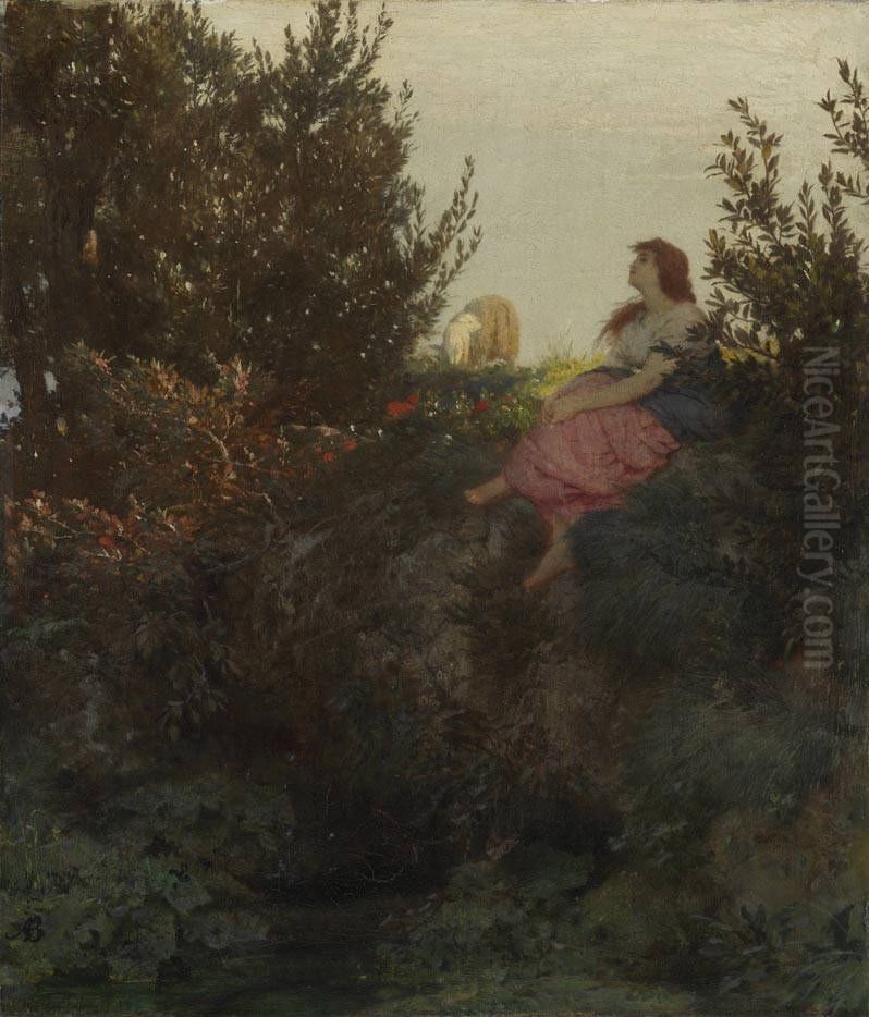 Eine Hirtin Oil Painting by Arnold Bocklin
