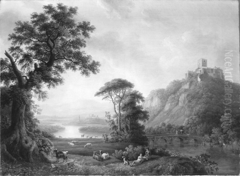 Flusslandschaft Oil Painting by Jacob Philipp Hackert