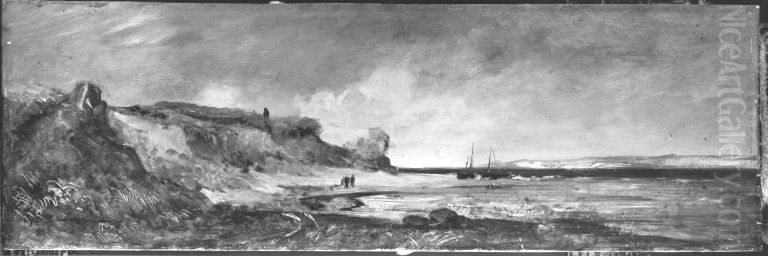 Gegend am Strand bei Scheveningen Oil Painting by Eduard Schleich the Elder