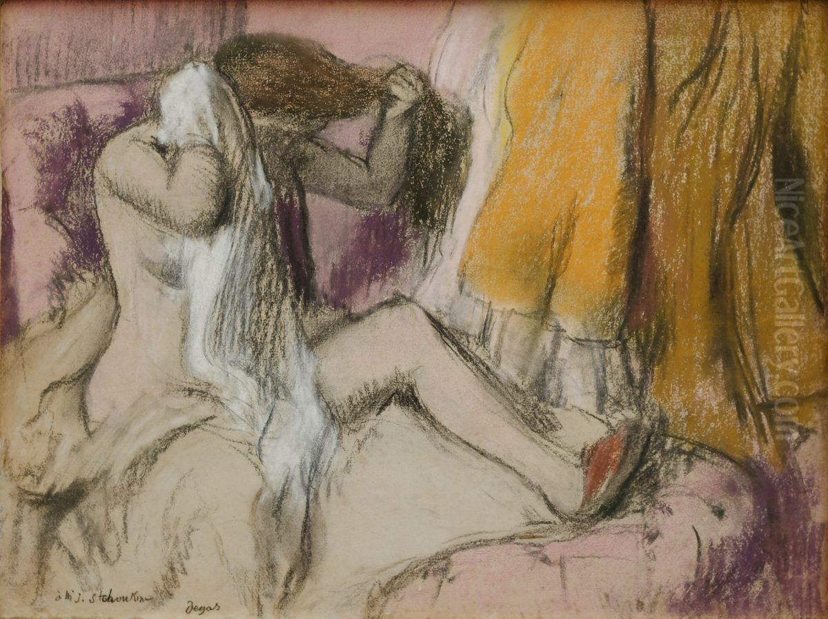 After the Bath Oil Painting by Edgar Degas