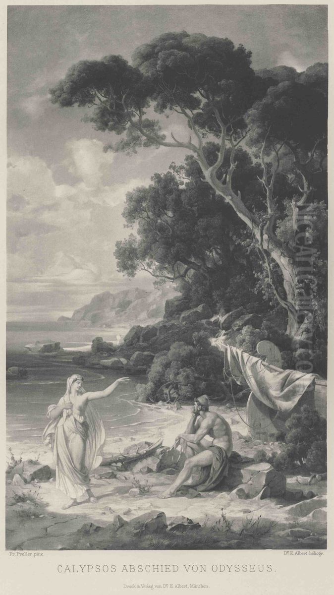 Calypsos Abschied von Odysseus Oil Painting by Friedrich Preller the Elder