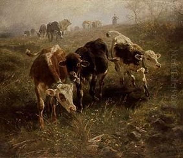 Lieblinge der Bauerin Oil Painting by Anton Braith