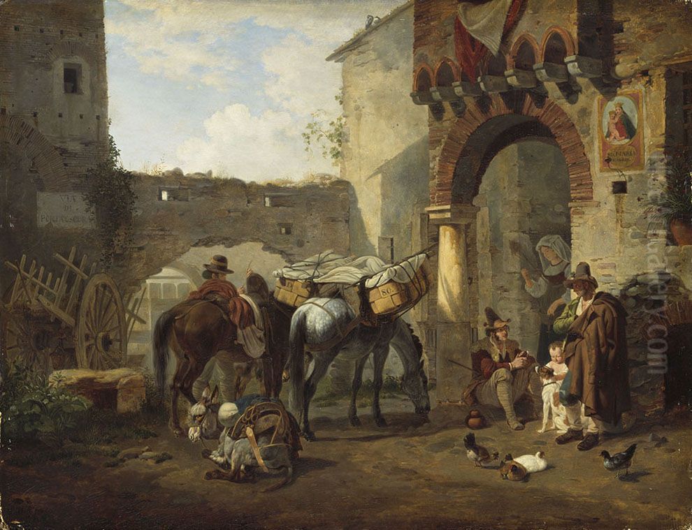 Vor einer Schanke in Tivoli Oil Painting by Peter von Hess