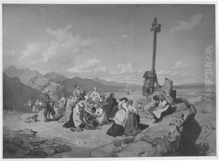 Wallfahrt im bayerischen Gebirge Oil Painting by Philipp Foltz
