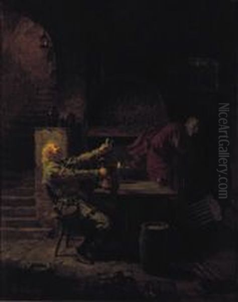 Der schlesische Zecher und der Teufel Oil Painting by Eduard Von Grutzner