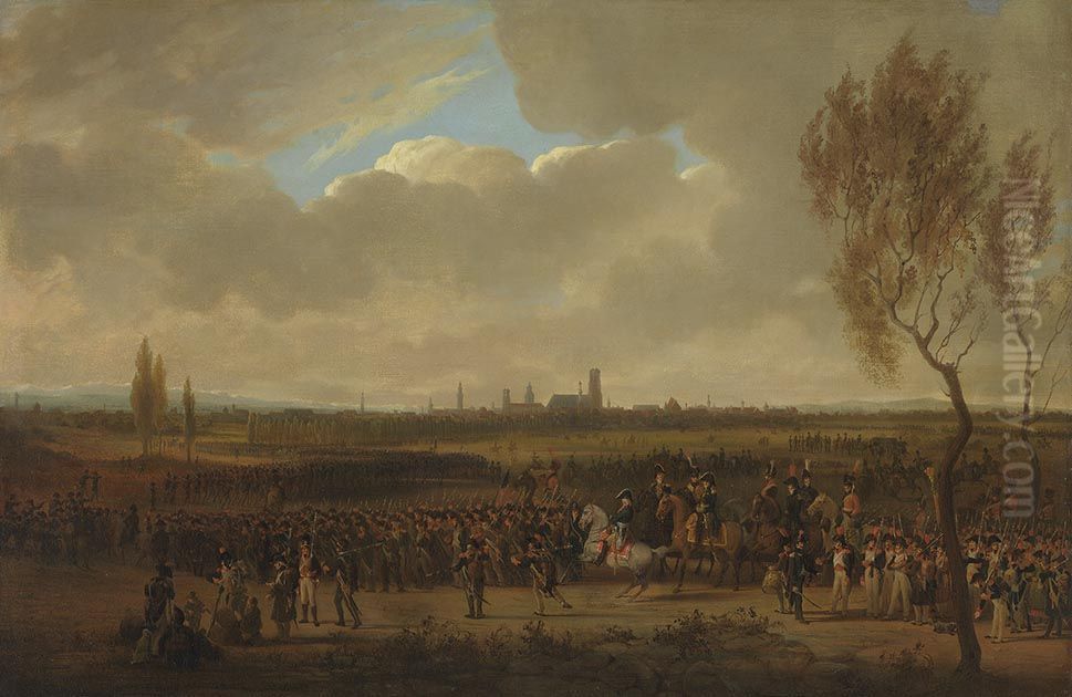 Die Einnahme von Munchen durch bayerisch-franzosische Truppen (Berthier-Zyklus) Oil Painting by Wilhelm von Kobell (1766-1853)