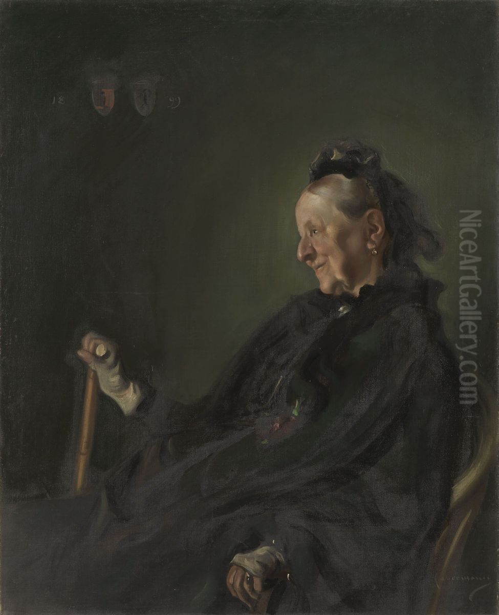 Die Mutter des Kunstlers Oil Painting by Hugo von Habermann