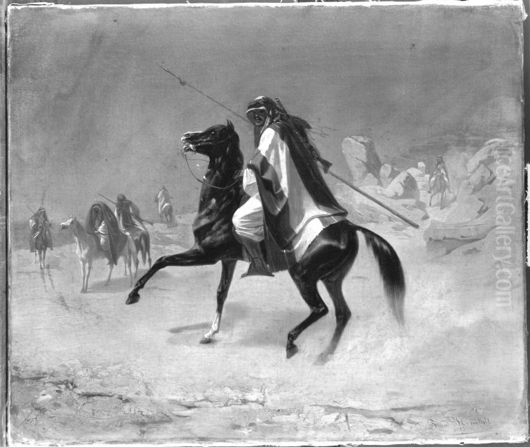 Ein Araber zu Pferd Oil Painting by Theodor Horschelt