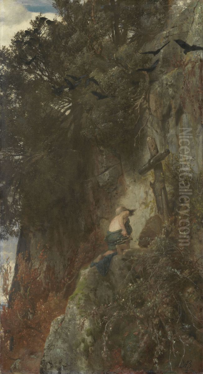 Der Einsiedler Oil Painting by Arnold Bocklin