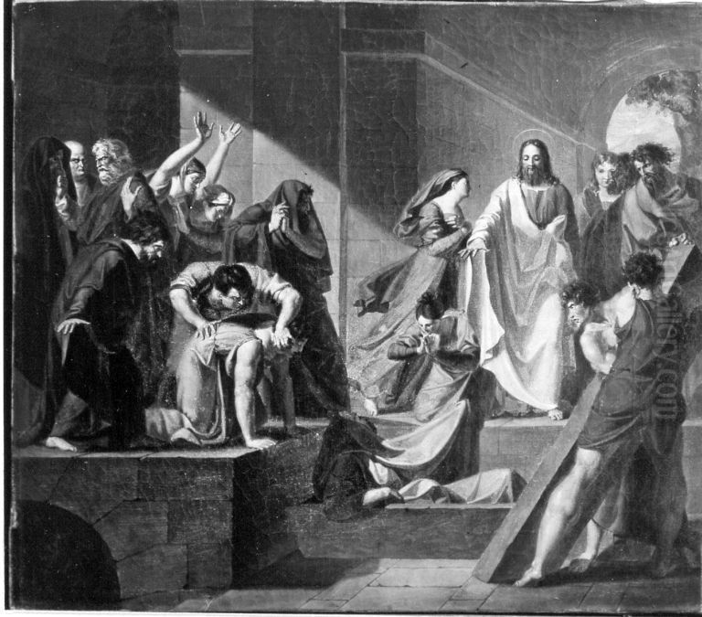 Auferweckung des Lazarus Oil Painting by Robert Von Langer