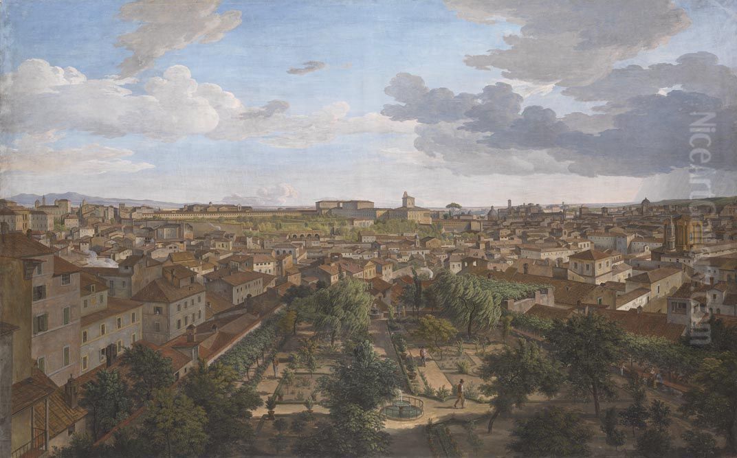 Blick von der Villa Malta in Rom nach Suden Oil Painting by Johann Christian Reinhart