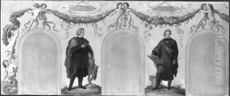 Bildnisse der Kunstler Bertel Thorvaldsen und Leo von Klenze Oil Painting by Wilhelm von Kaulbach