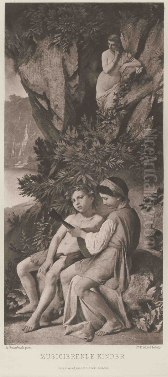 Musizierende Kinder Oil Painting by Anselm Friedrich Feuerbach
