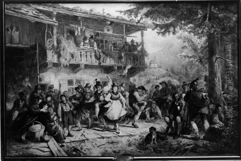 Kirchweihtanz in der Valepp Oil Painting by Karl Von Enhuber