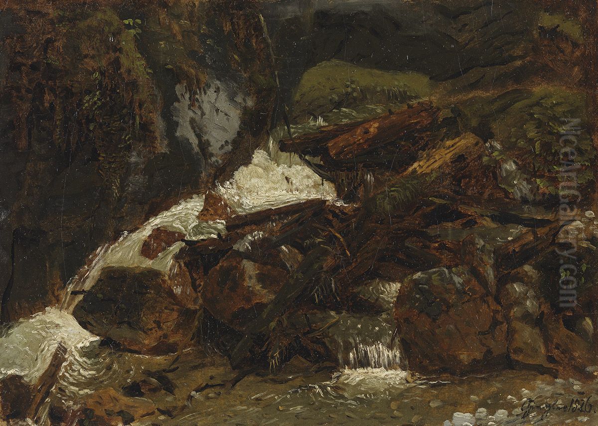 Kleiner Wasserfall Oil Painting by Johann Christian Ziegler