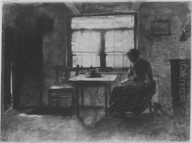 Hollandische Fischerstube Oil Painting by Max Thedy
