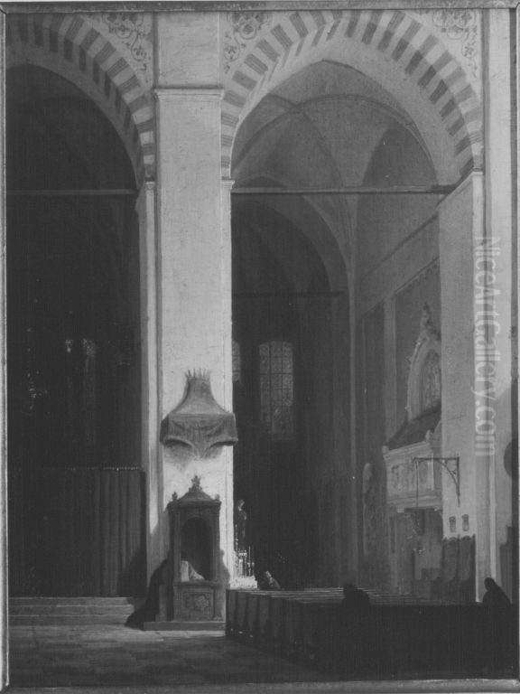 Inneres einer italienischen Kirche Oil Painting by Max Emanuel Ainmiller