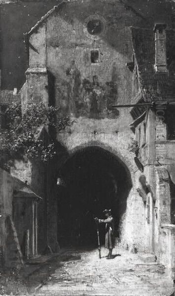 Gahnende Schildwache Oil Painting by Carl Spitzweg