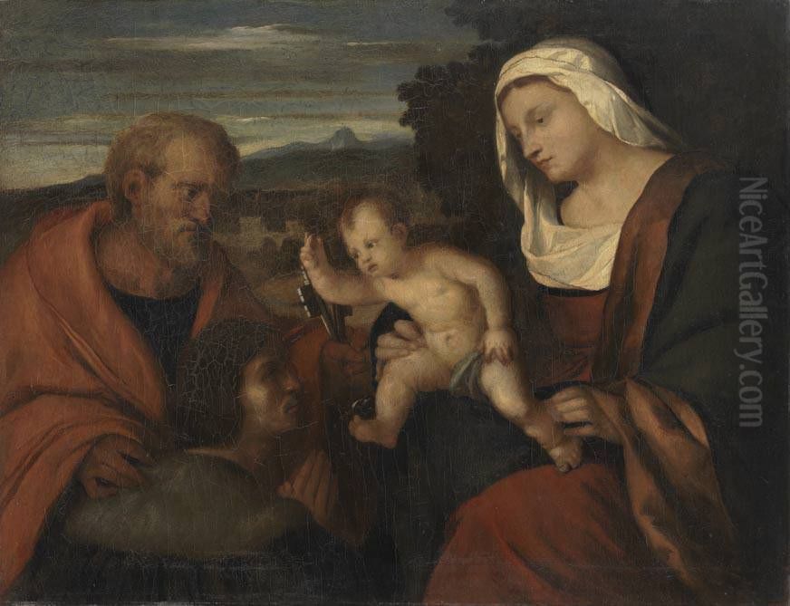 Madonna mit dem heiligen Petrus und einem Stifter (nach Palma Vecchio) Oil Painting by Hans von Marees