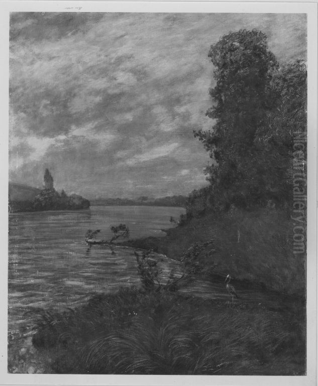 Landschaft am Rhein Oil Painting by Hans Thoma