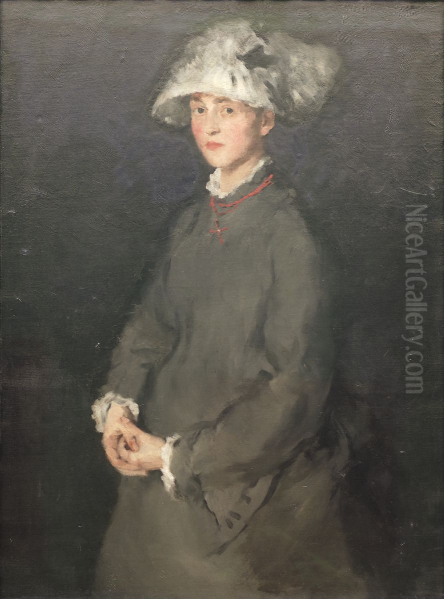 Portrait of Lina Kirchdorffer Oil Painting by Wilhelm Leibl