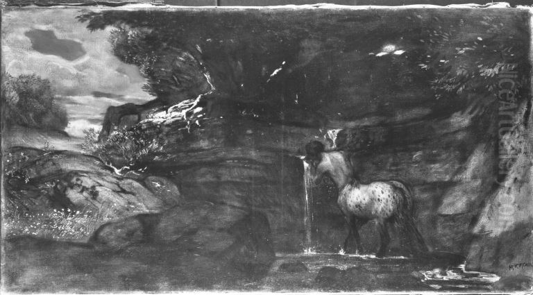 Kentaur am Quell Oil Painting by Max Kuschel