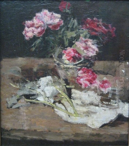Peonies Oil Painting by Carl Schuch