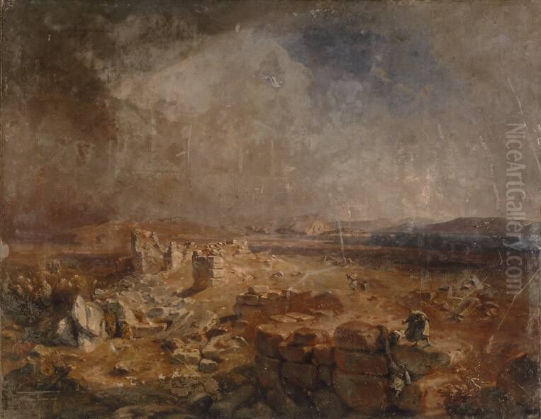 Tiryns Oil Painting by Carl Rottmann