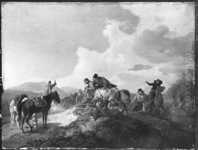 Walachischer Pferdefang Oil Painting by Peter von Hess