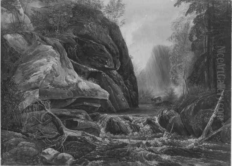 Wildbach im Plauenschen Grund (Norwegische Flusslandschaft) Oil Painting by Johan Wilhelm Ludwig Dahl